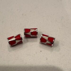 Brighton Red , white and Silver Bead Charms